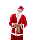 Poor Santa Claus with empty bag in studio Royalty Free Stock Photo