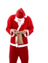 Poor Santa Claus with empty bag in studio Royalty Free Stock Photo