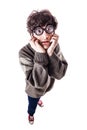 Poor sight scared student Royalty Free Stock Photo