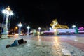 Poor sleeper on the ground at night in Sihanoukville, Poverty in