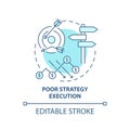 Poor strategy execution concept icon