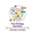 Poor strategy execution concept icon