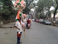 Poor Vendor selling indian flags on roads of mumbai