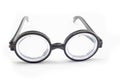Round rimmed glasses thick lenses. poor vision. Royalty Free Stock Photo