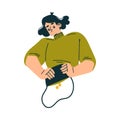 Poor Woman Character with Empty Wallet Having No Money Vector Illustration