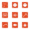 Poorly icons set, grunge style Royalty Free Stock Photo