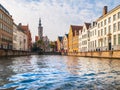 Poortersloge, aka Burghers Lodge, at Spiegelrei canal in Bruges, Belgium. Royalty Free Stock Photo