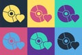 Pop art Adult label on compact disc icon isolated on color background. Age restriction symbol. 18 plus content sign Royalty Free Stock Photo