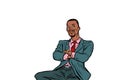 Pop art African businessman sitting