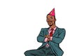 Pop art Afrikan businessman birthday greetings anniversary celeb Royalty Free Stock Photo