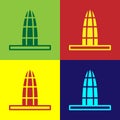 Pop art Agbar tower icon isolated on color background. Barcelona, Spain. Vector