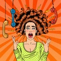 Pop Art Aggressive Furious Screaming Woman Royalty Free Stock Photo