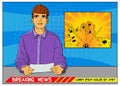 Pop Art anchorman, breaking news, reporting of an explosion