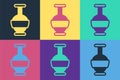 Pop art Ancient amphorae icon isolated on color background. Vector