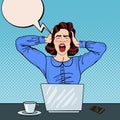 Pop Art Angry Frustrated Woman Screaming at Office Work Royalty Free Stock Photo