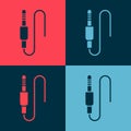 Pop art Audio jack icon isolated on color background. Audio cable for connection sound equipment. Plug wire. Musical Royalty Free Stock Photo