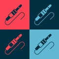 Pop art Audio jack icon isolated on color background. Audio cable for connection sound equipment. Plug wire. Musical Royalty Free Stock Photo