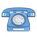 Pop art background blue old phone on white for your offer. Vecto Royalty Free Stock Photo