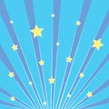 Pop art background blue. Rays of the sun, the sky with yellow stars. Imitation comics style. Vector Royalty Free Stock Photo
