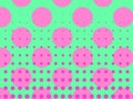 Pop Art Background, Circles, Dots Pink Against Green. Comic Book