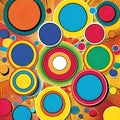 Pop art background color circular circle paper cut dots