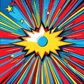 Pop art background color speech bubble center stars rays expansion