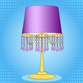 Pop art background. Interior object, table lamp. Exclusive light. Raster