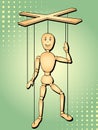 Pop art background. The object is a toy man, a puppet on the thread. Vector marionette Royalty Free Stock Photo