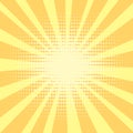 Pop art background, orange. rays of the sun are yellow and circles. Retro style, comic emulation. Procurement for a Royalty Free Stock Photo