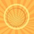 Pop art background, orange. rays of the sun are yellow and circles. Retro style, comic emulation. Procurement for a