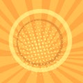 Pop art background, orange. rays of the sun are yellow and circles. Retro style, comic emulation. Procurement for a Royalty Free Stock Photo