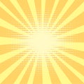 Pop art background, orange. rays of the sun are yellow and circles. Retro style, comic emulation. Procurement for a Royalty Free Stock Photo