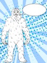 Pop art background raster Nepal, Yeti, Abominable Snowman. Color comic book style imitation big foot Text bubble