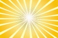 Pop art background. Rays from the center. Cartoon flat style. In yellow and orange. Royalty Free Stock Photo