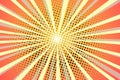 Pop art background. Rays from the center. Cartoon flat style. In yellow and orange. Royalty Free Stock Photo