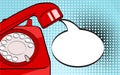 Pop art background red old phone and empty speech bubble for you Royalty Free Stock Photo