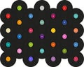 Pop art background with vinyl disks laid. Vintage poster of vinyl player record. Retro music template banner Royalty Free Stock Photo