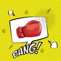 Pop art bang glove figth bubble speech design Royalty Free Stock Photo