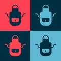 Pop art Barber apron icon isolated on color background. Apron of a hairdresser with pockets. Vector