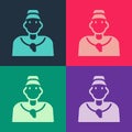 Pop art Baseball coach icon isolated on color background. Vector