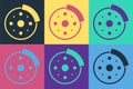 Pop art Bicycle brake disc icon isolated on color background. Vector Royalty Free Stock Photo