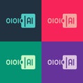 Pop art Binary code icon isolated on color background. Vector Royalty Free Stock Photo
