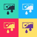 Pop art Bloody money icon isolated on color background. Vector