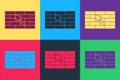 Pop art Brick wall with trowel icon isolated on color background. Vector Royalty Free Stock Photo