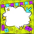 Pop art Bright comic empty speech bubble with gifts Royalty Free Stock Photo
