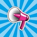 Pop art bullhorn colorful cartoon Royalty Free Stock Photo