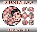 Pop Art Business Icons Set. Businessman Royalty Free Stock Photo