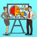 Pop Art Business People with Pointer Stick Royalty Free Stock Photo