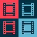 Pop art Camera vintage film roll cartridge icon isolated on color background. 35mm film canister. Filmstrip photographer Royalty Free Stock Photo