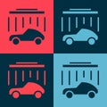Pop art Car wash icon isolated on color background. Carwash service and water cloud icon. Vector Illustration Royalty Free Stock Photo